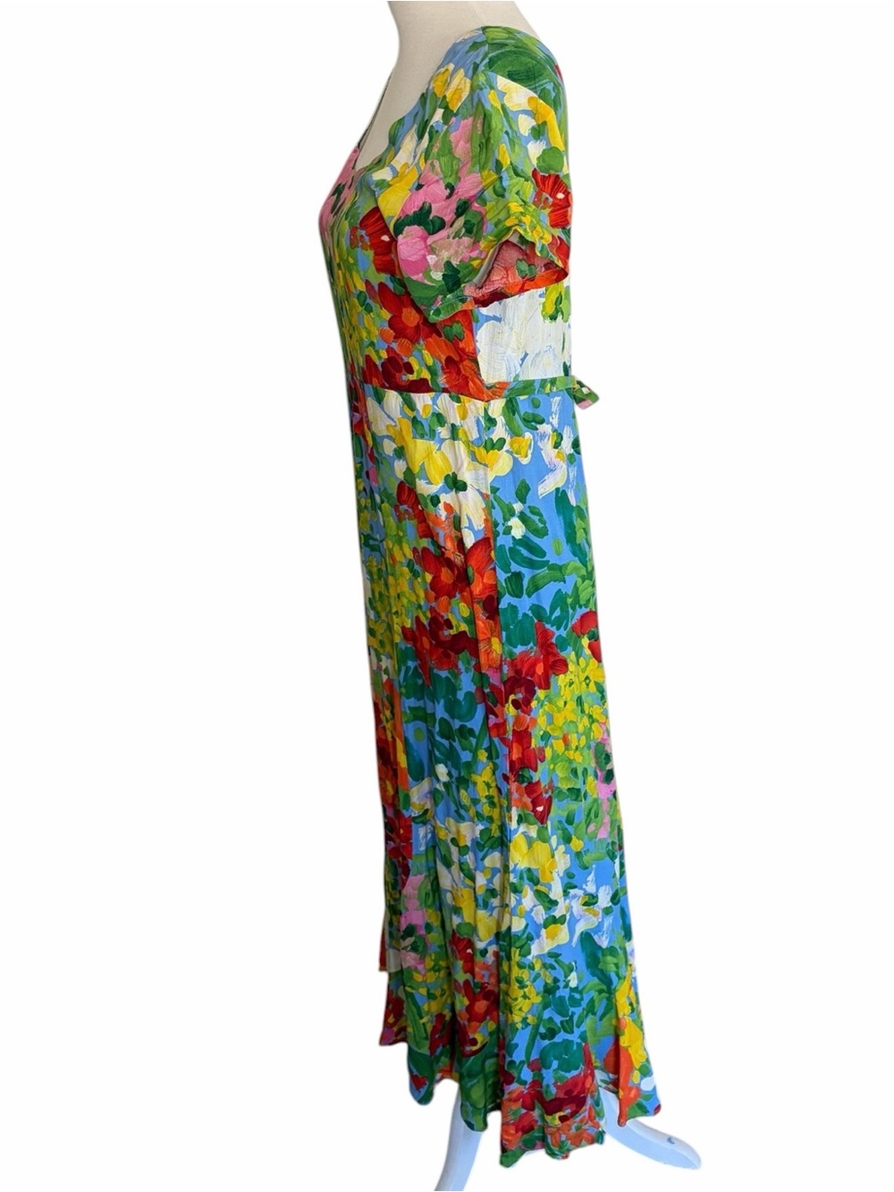 Vintage Jams World Bright Multi-Color Floral Maxi Dress Hawaii Size M - Picture 2 of 7
